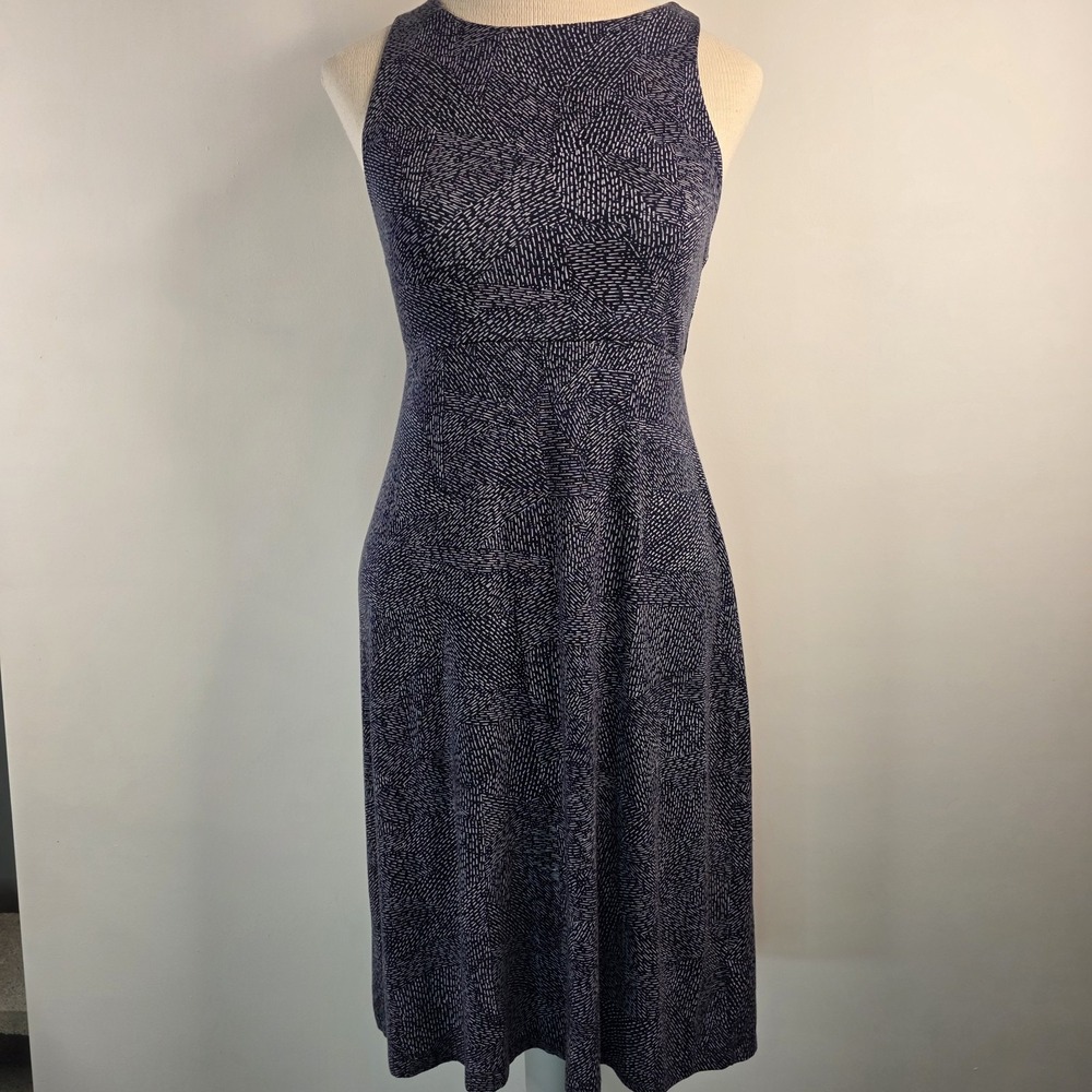 Athleta Women's High Neck A-Line Dress Blue Sleeveless SZ Small Stretchy - Picture 2 of 7